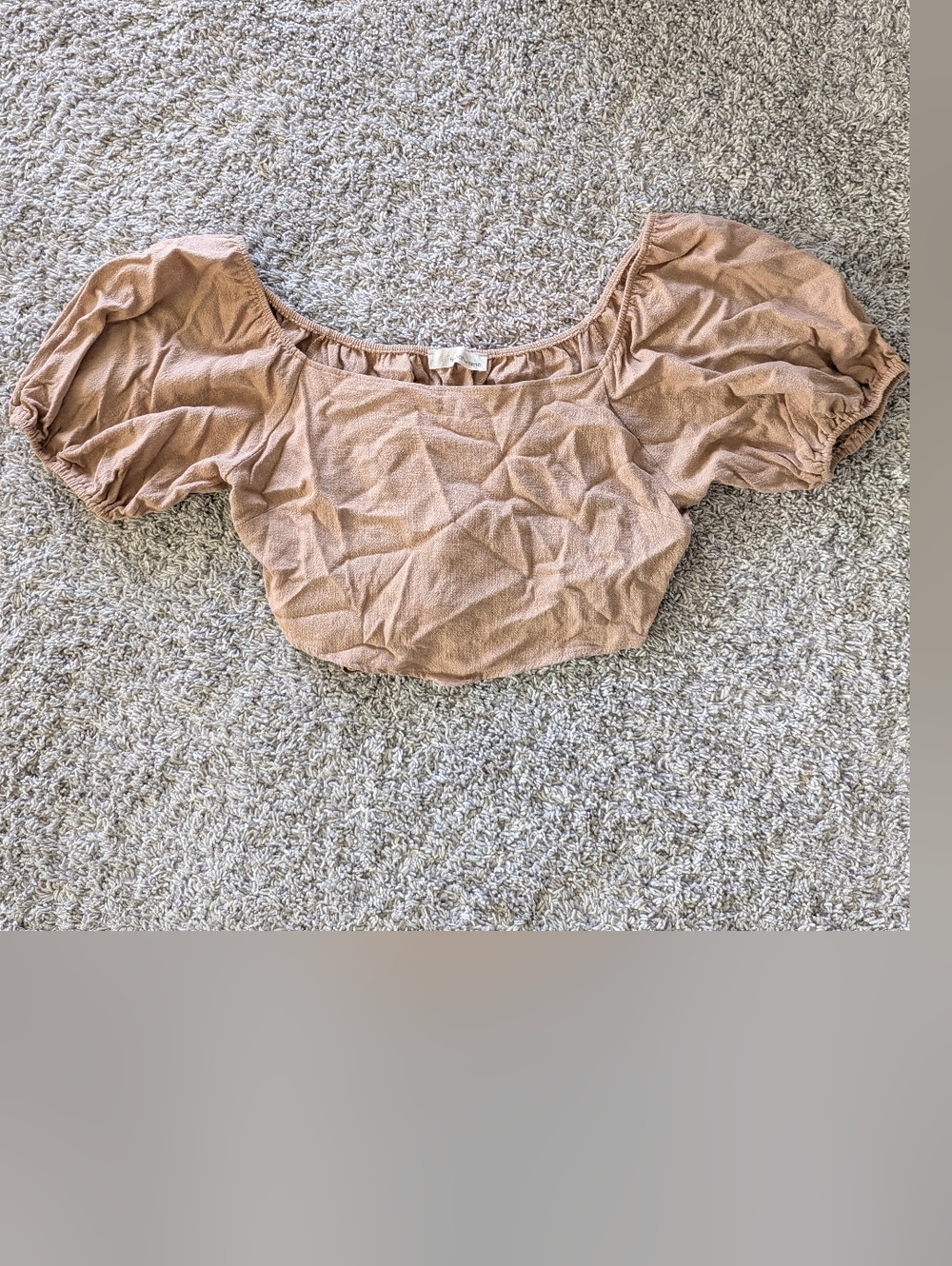 Women's Tan linen crop top with tie back